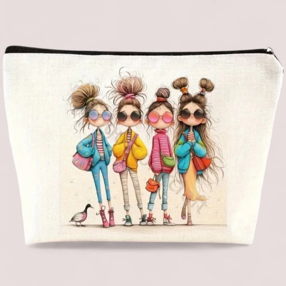 Cosmetic Makeup Bag Pouch 4 Girls With Sunglasses NWT